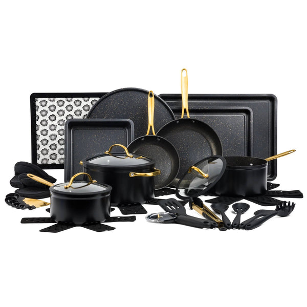 Thyme & Table 32-Piece Cookware & Bakeware Non Stick Set, Black