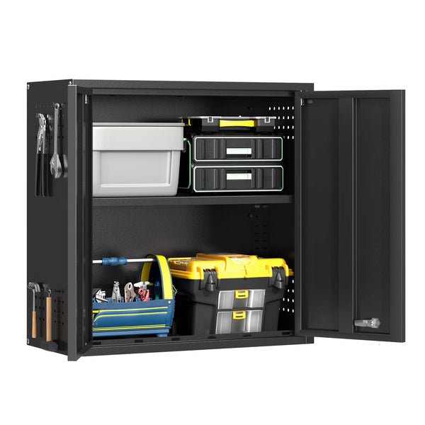 Topass Metal Wall Cabinet with Lockgarage Storage Cabinet, Wall Mounted Utility Cabinet with Adjustable Shelf & Locking Doors