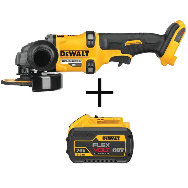 DeWalt FLEXVOLT 60 Volt Li ion Max Cordless 4 1/2 6 in. Small Angle Grinder (Tool Only) w/Flexvolt 20V/60V Max Battery 9Ah