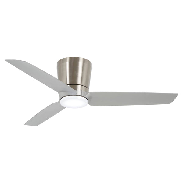 Minka Aire F671L BN/SL Pure 48 Inch Flush Mount Ceiling Fan with Integrated 16W LED Light in Brushed Nickel Finish with Silver Blades