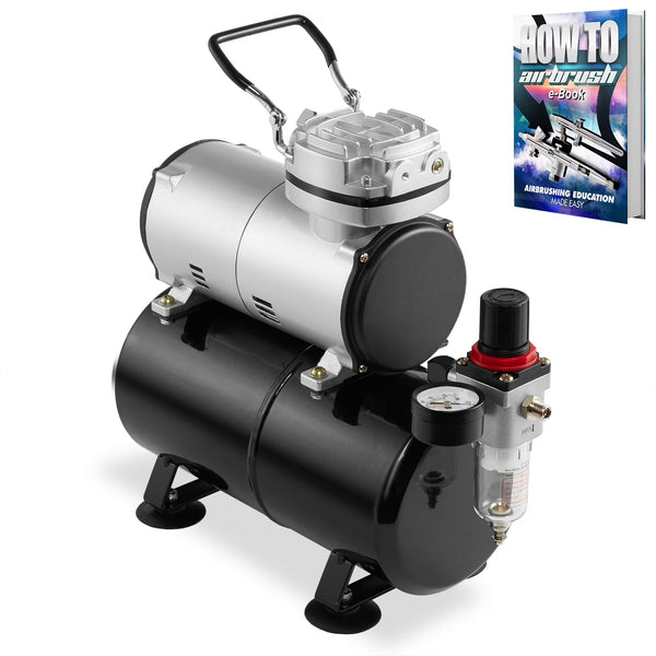 Pointzero 1/5 HP Airbrush Compressor with Air Tank, Regulator, Gauge and Water Trap Quiet Portable Pump