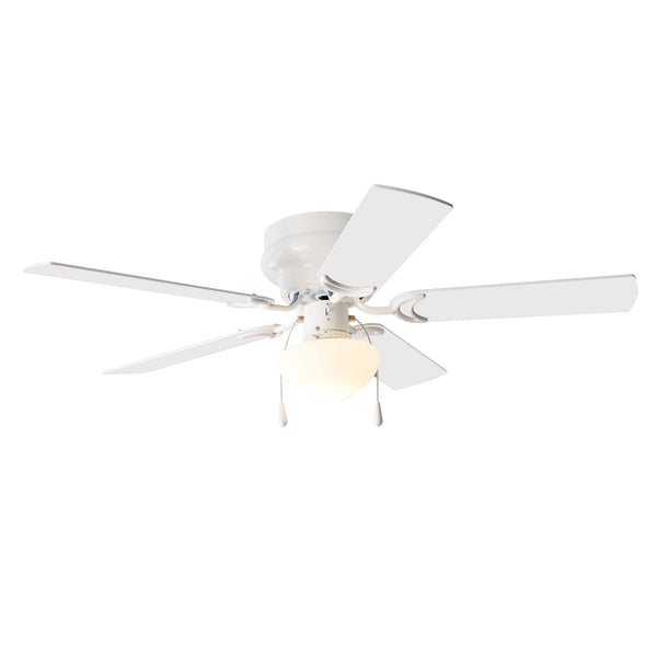 Mainstays Hugger Indoor Ceiling Fan with Light Kit 5 Blades Reverse Airflow White 52 in