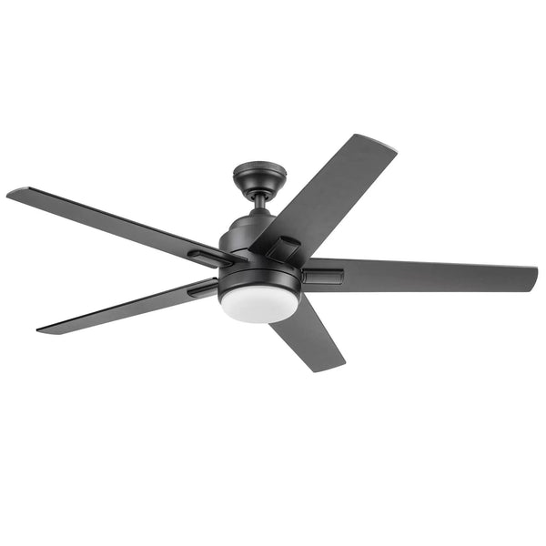 Harbor Breeze Flanagan II 52 in Matte Black Color Changing Indoor Ceiling Fan with Light and Remote (5 Blade)