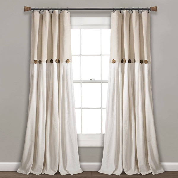 Lush Decor Linen Button Single Panel Window Curtain 84"L x 40"W