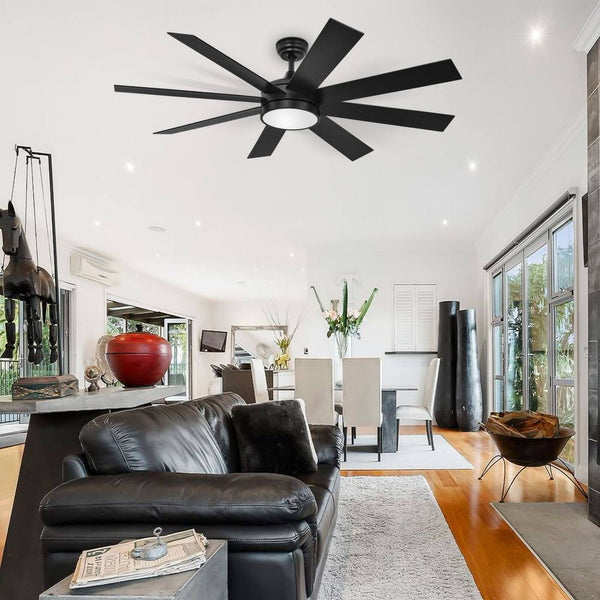 Moasis Matte Black 60 in 8 Blade LED Ceiling Fan with Remote Control 60"