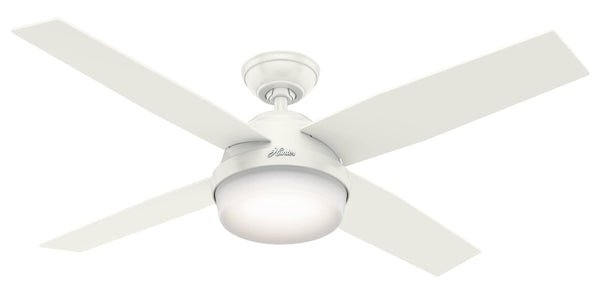Hunter Fun 59252 Contemporary Dempsey Damp Outdoor Ceiling Fan with Remote, Fresh White/Washed Oak