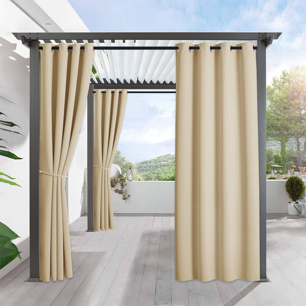 RYB Home Outdoor Blackout Curtain Pergola Curtain Shade Indoor Outdoor D cor, Grommet Top Water & Wind Repellent for Patio/Gazebo/Deck, 1 Panel