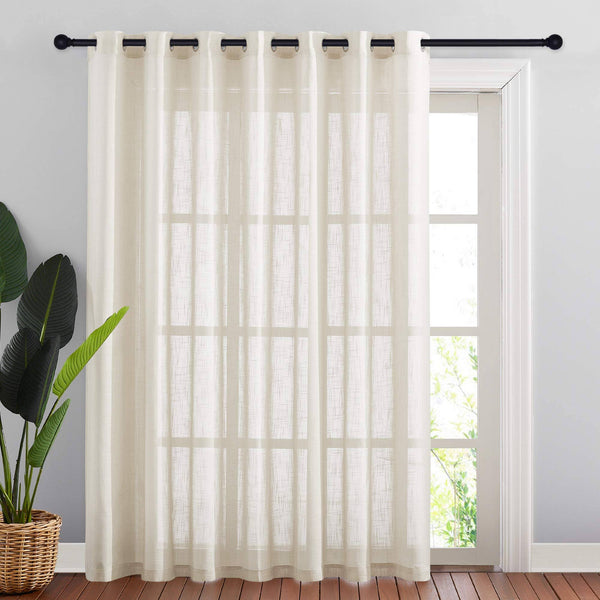 NICETOWN Linen Textured Sheer Curtains Extra Wide Grommet Semi Voile Curtain Panel Window Treatment Drape for Living RoomBedro