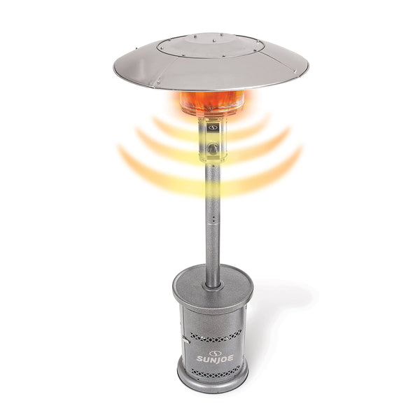 Sun Joe SJPPH48 SLV Outdoor Propane Powered Patio Heater w/Wheels, Tip Over & Overheat Protection, 48,000 BTU (Silver)