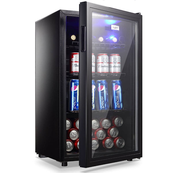Wanai 120-Can Beverage Cooler and Refrigerator Mini Beverage Fridge for Home, Office or Bar with Glass Door and Adjustable Removable Shelves