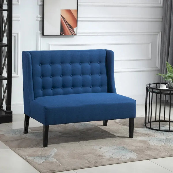 HOMCOM Armless Double Sofa Loveseat Tufted Linen Upholstery Couch with Wooden Legs for Living Room 28.75 x 43.25 x 36.5 inches