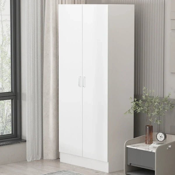 Freestanding 2 Door Bedroom Armoire with Hanging Rod