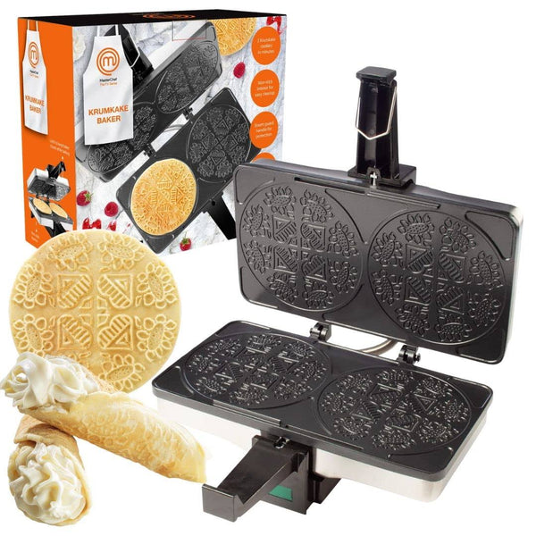 MasterChef Krumkake Baker Make 2 Krumkake Pizzelle Like Cookies, Great for Cannoli Filling & Cones, Fun Nonstick Kitchen Appliance