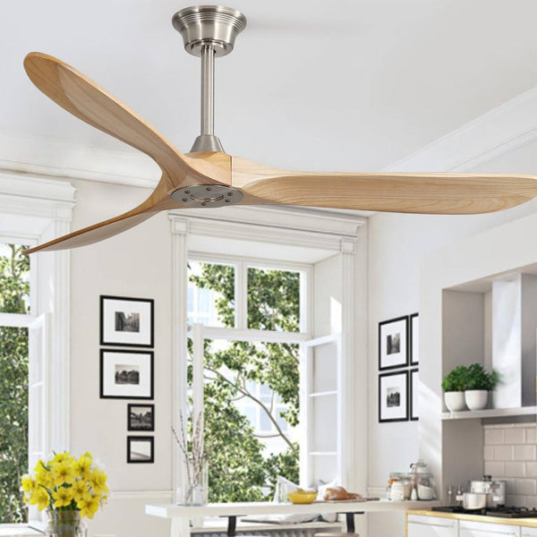 Nicola 60" 3 Blade Standard Ceiling Fan with Remote Control George Oliver Finish: Nickel with Burlywood Blades