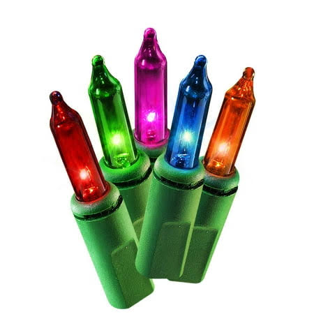 Holiday Time 100 Incandescent Mini Christmas Lights with Wire Green & Multicolor 21 ft