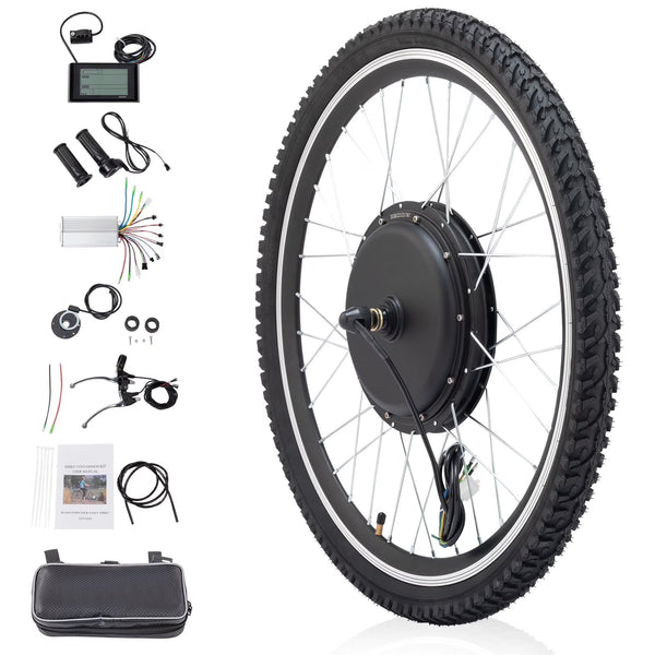 Ktaxon 48V 1000W Electric Bicycle Motor Kit, 26" Front Wheel E Bike Conversion Kit W/LCD Display (without Battery)