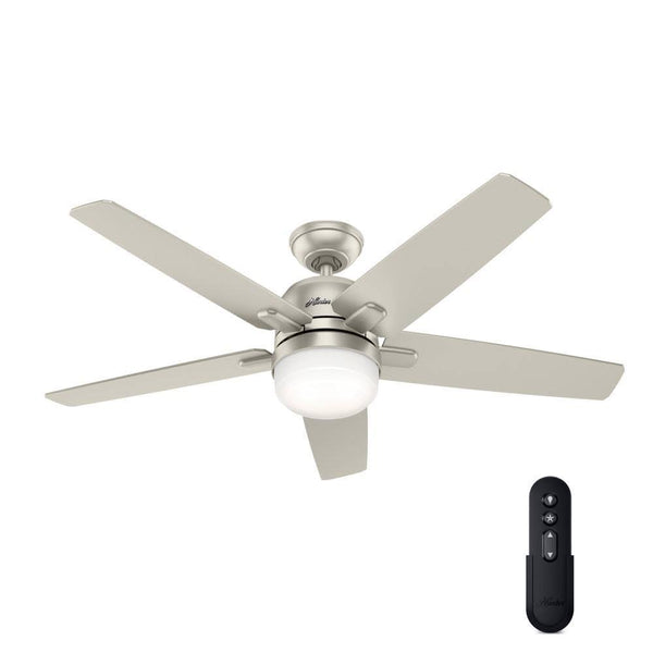 Hunter Cavera II 52 in. Indoor Matte Nickel WiFi Enabled Smart Ceiling Fan with Light Kit & Remote