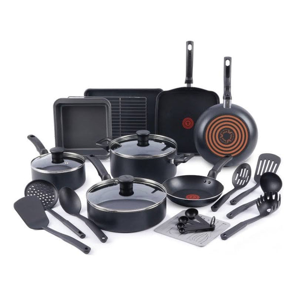T Fal Kitchen Solutions 21-Piece Nonstick Cookware Set, Black