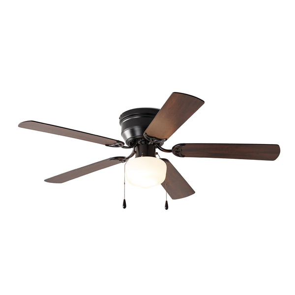 Mainstays Hugger Indoor Reverse Airflow Ceiling Fan with Light Kit Black Blades 52 in