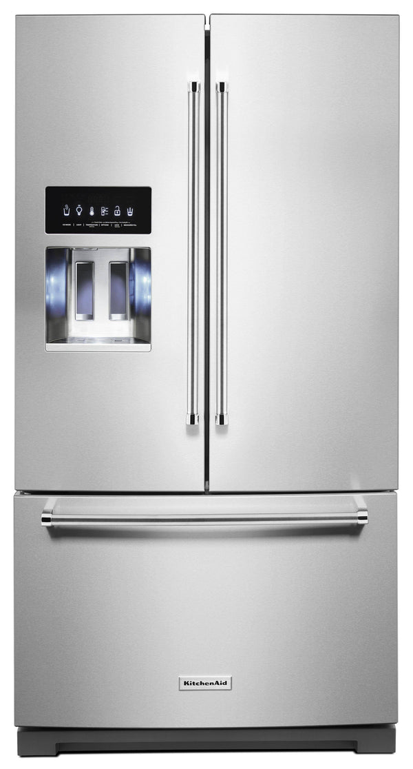 KitchenAid 26.8 Cu. ft. Standard Depth French Door Refrigerator with Exterior Ice and Water Dispenser Stainless Steel