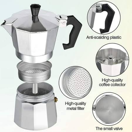 Sorelle Home & Kitchen | Stovetop Espresso and Coffee Maker | Moka Pot for Classic Italian and Cuban Caf Brewing | Cafetera (6 Cup)