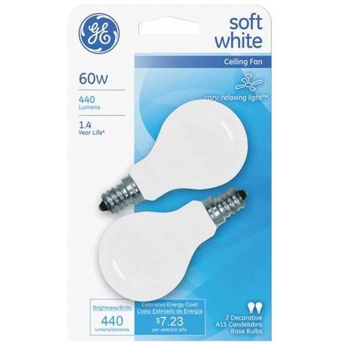 GE Soft White Ceiling Fan Bulb, 60 W 2 pack