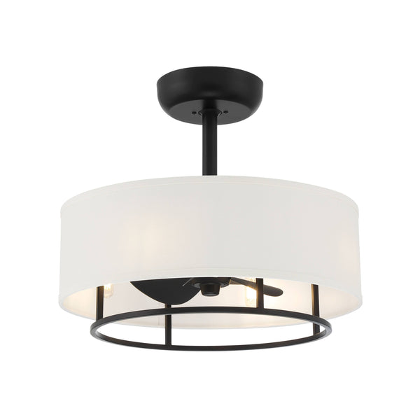 Kaiti 20 inch Drum Shade Ceiling Fan with Remote Control and Dimmable Lights Matte Black